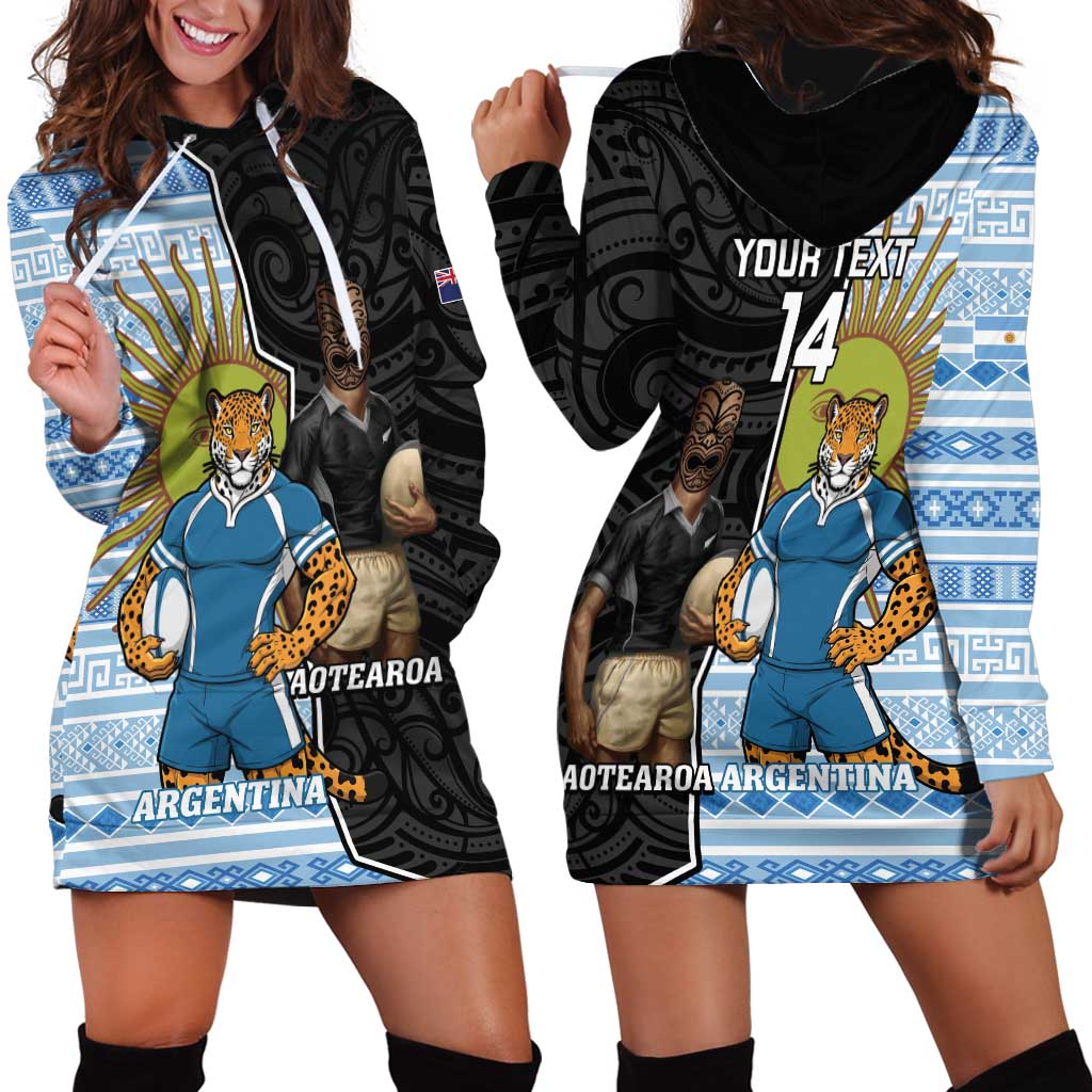 New Zealand Argentina Rugby Custom Hoodie Dress 2025 Los Pumas All Black Together LT14 - Polynesian Pride