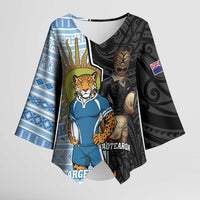New Zealand Argentina Rugby Custom Kimono Sleeve Blouse 2025 Los Pumas All Black Together LT14 Female Black - Polynesian Pride