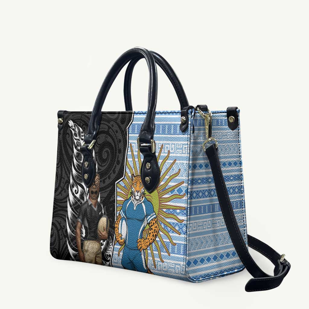 New Zealand Argentina Rugby Leather Bag 2025 Los Pumas All Black Together LT14 Black - Polynesian Pride