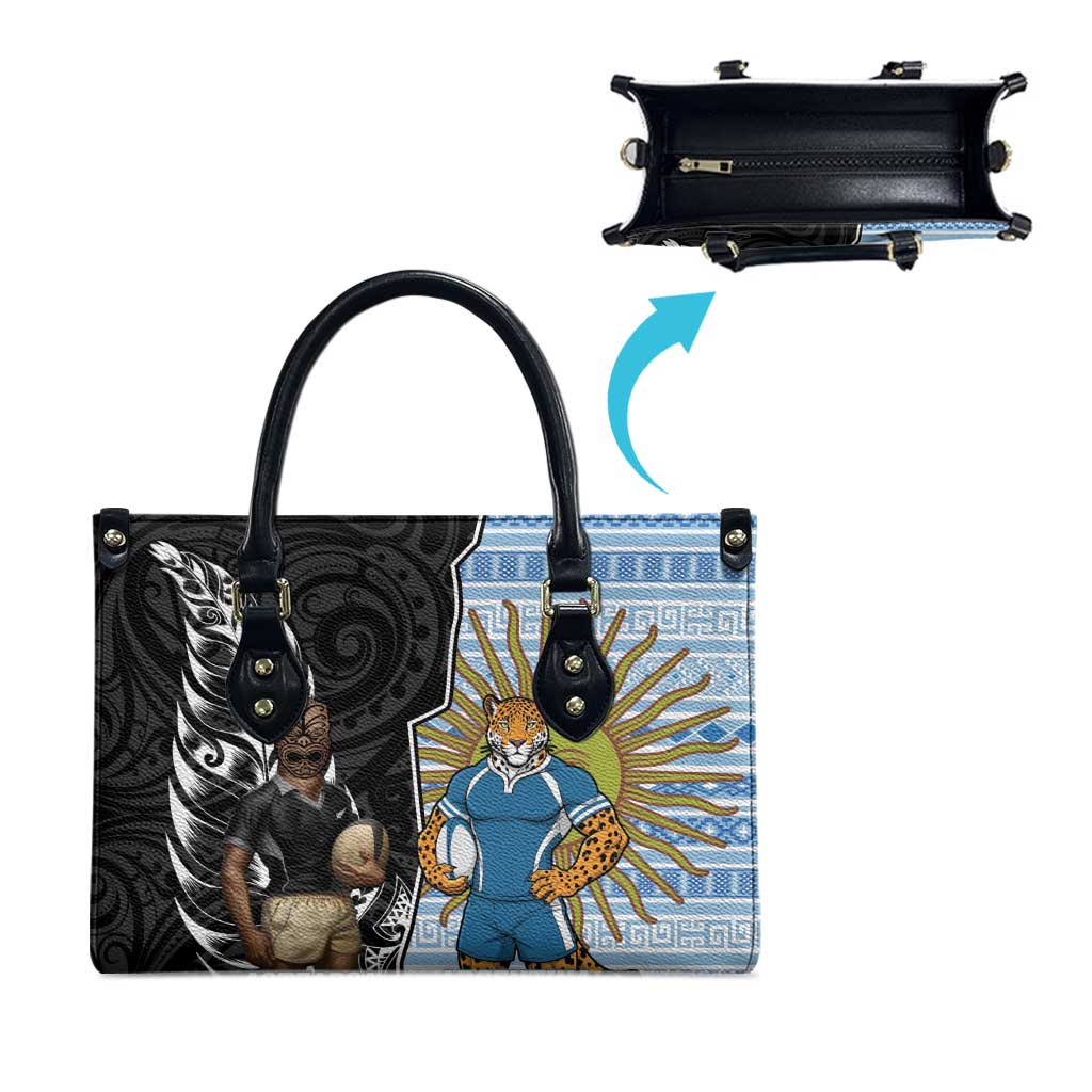 New Zealand Argentina Rugby Leather Bag 2025 Los Pumas All Black Together LT14 - Polynesian Pride