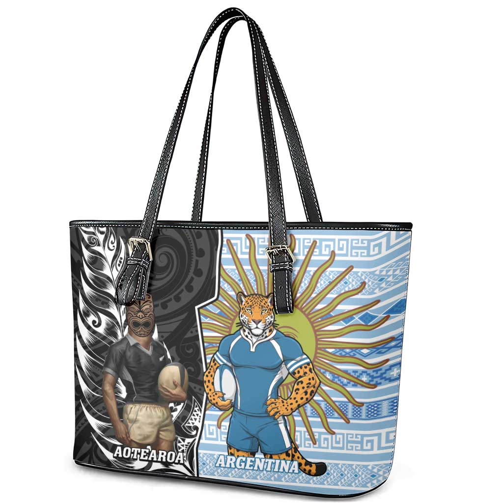 New Zealand Argentina Rugby Leather Tote Bag 2025 Los Pumas All Black Together LT14 - Polynesian Pride