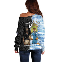 New Zealand Argentina Rugby Custom Off Shoulder Sweater 2025 Los Pumas All Black Together LT14 - Polynesian Pride