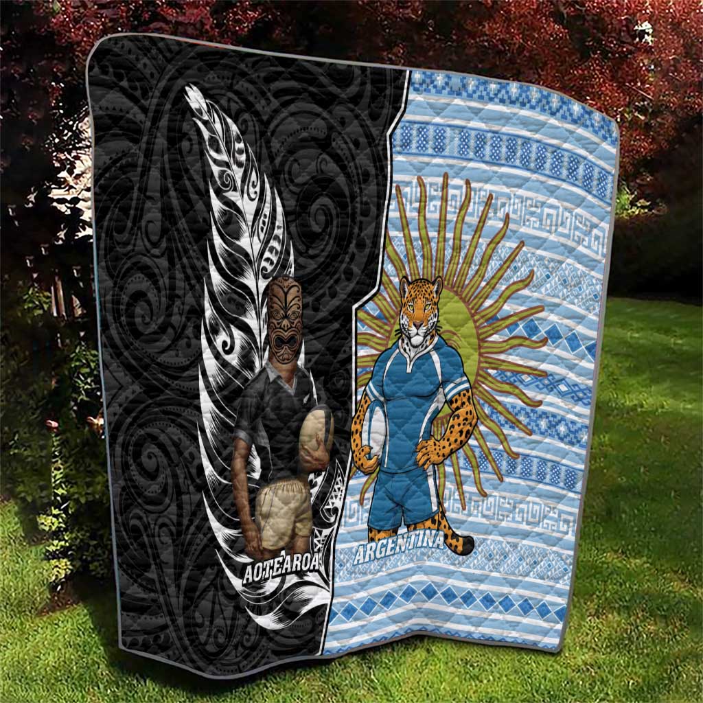 New Zealand Argentina Rugby Quilt 2025 Los Pumas All Black Together LT14 - Polynesian Pride