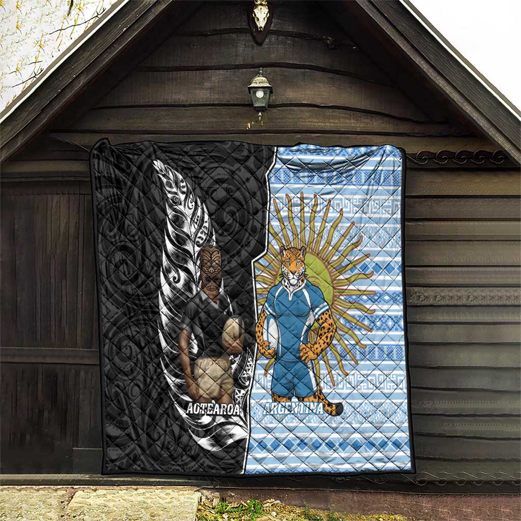 New Zealand Argentina Rugby Quilt 2025 Los Pumas All Black Together LT14 - Polynesian Pride