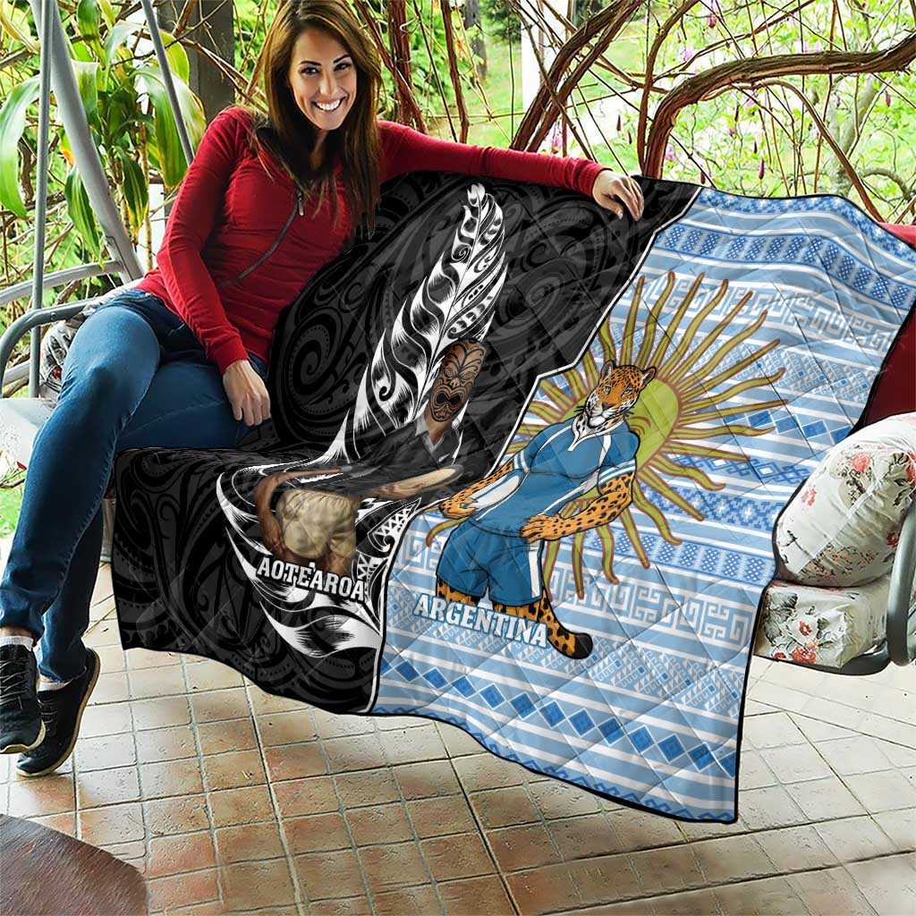 New Zealand Argentina Rugby Quilt 2025 Los Pumas All Black Together LT14 - Polynesian Pride