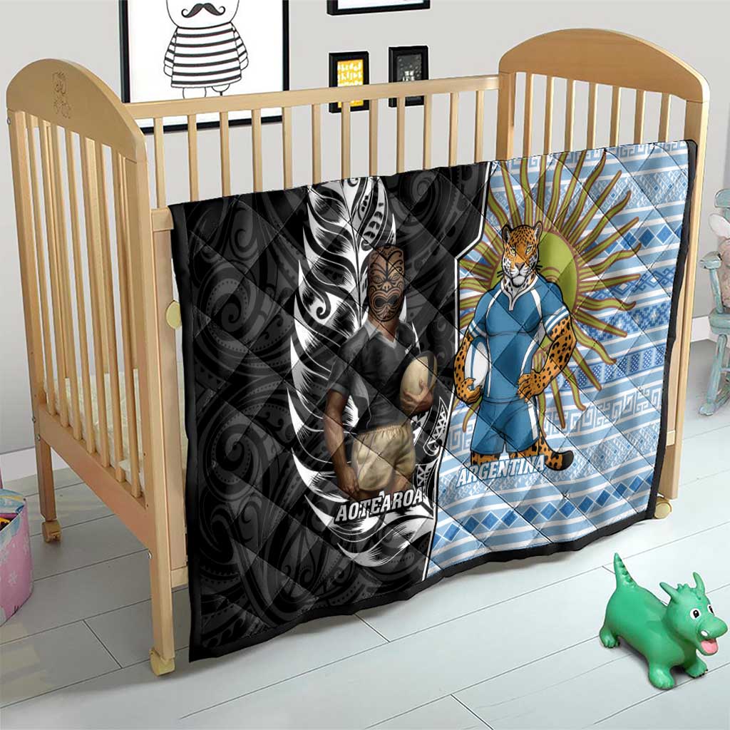 New Zealand Argentina Rugby Quilt 2025 Los Pumas All Black Together LT14 - Polynesian Pride