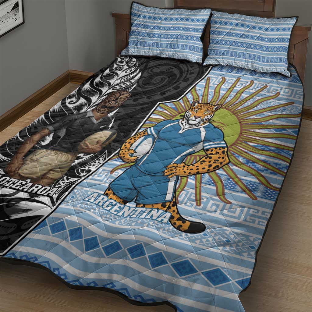 New Zealand Argentina Rugby Quilt Bed Set 2025 Los Pumas All Black Together LT14 - Polynesian Pride
