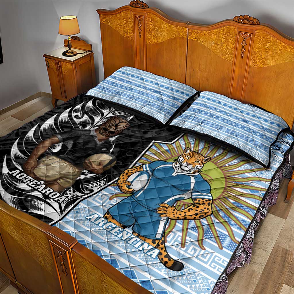 New Zealand Argentina Rugby Quilt Bed Set 2025 Los Pumas All Black Together LT14 - Polynesian Pride