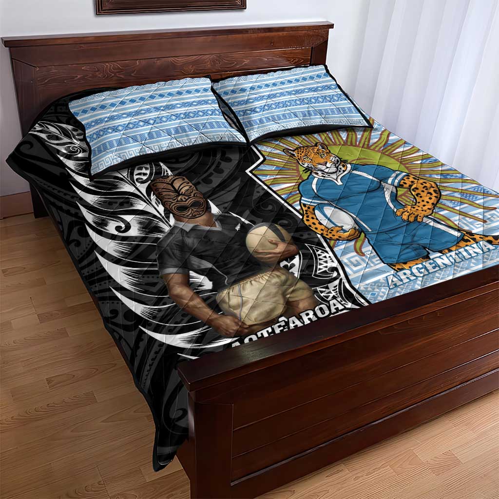 New Zealand Argentina Rugby Quilt Bed Set 2025 Los Pumas All Black Together LT14 - Polynesian Pride