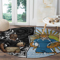 New Zealand Argentina Rugby Round Carpet 2025 Los Pumas All Black Together LT14 - Polynesian Pride