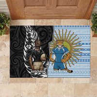 New Zealand Argentina Rugby Rubber Doormat 2025 Los Pumas All Black Together LT14 Black - Polynesian Pride