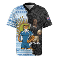 New Zealand Argentina Rugby Custom Rugby Jersey 2025 Los Pumas All Black Together LT14 Black - Polynesian Pride