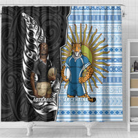 New Zealand Argentina Rugby Shower Curtain 2025 Los Pumas All Black Together LT14 - Polynesian Pride