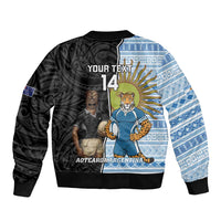 New Zealand Argentina Rugby Custom Sleeve Zip Bomber Jacket 2025 Los Pumas All Black Together LT14 - Polynesian Pride