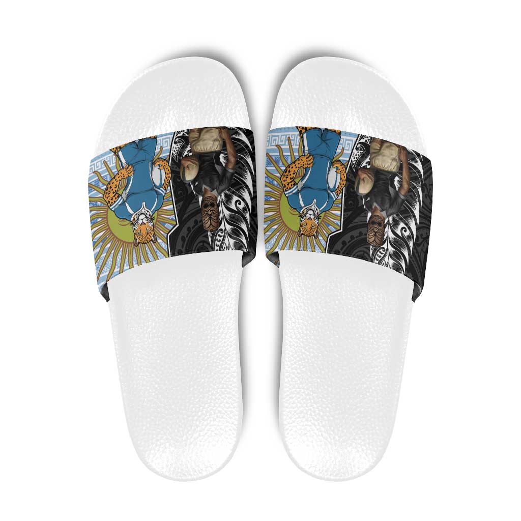 New Zealand Argentina Rugby Slide Sandals 2025 Los Pumas All Black Together LT14 Black - Polynesian Pride