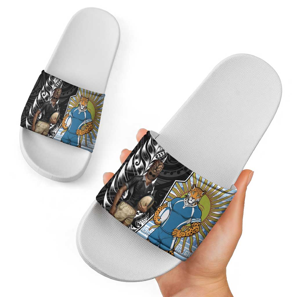 New Zealand Argentina Rugby Slide Sandals 2025 Los Pumas All Black Together LT14 - Polynesian Pride