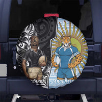 New Zealand Argentina Rugby Spare Tire Cover 2025 Los Pumas All Black Together LT14 No hole Black - Polynesian Pride