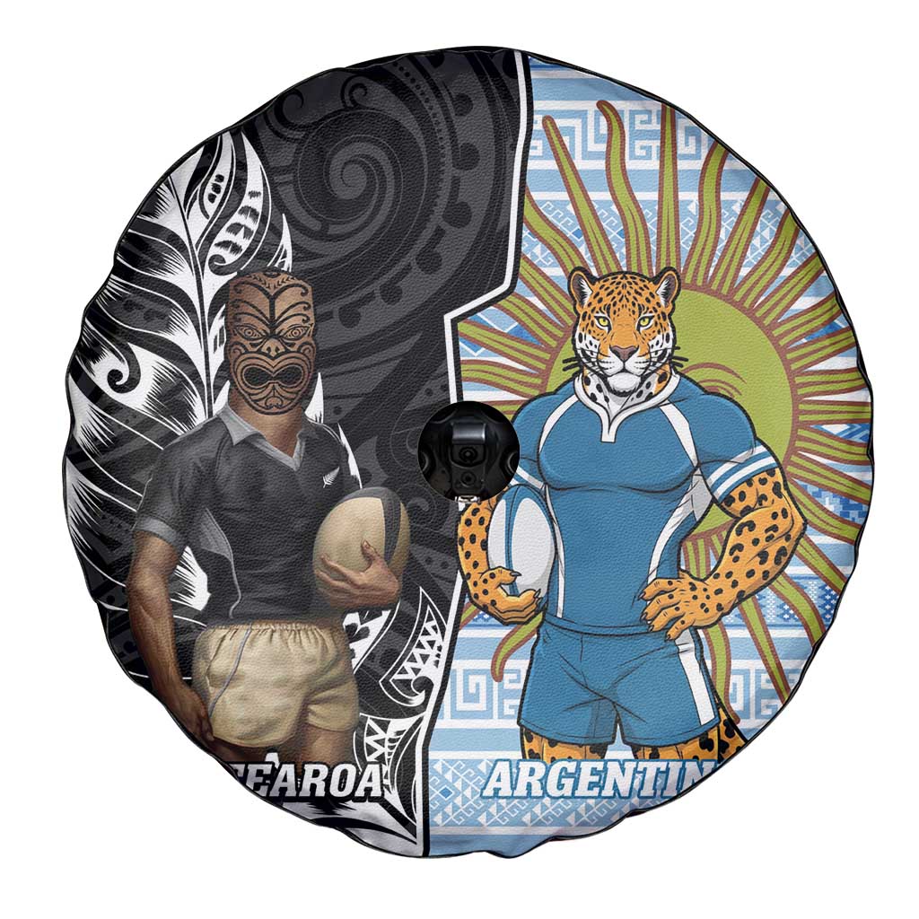 New Zealand Argentina Rugby Spare Tire Cover 2025 Los Pumas All Black Together LT14 - Polynesian Pride
