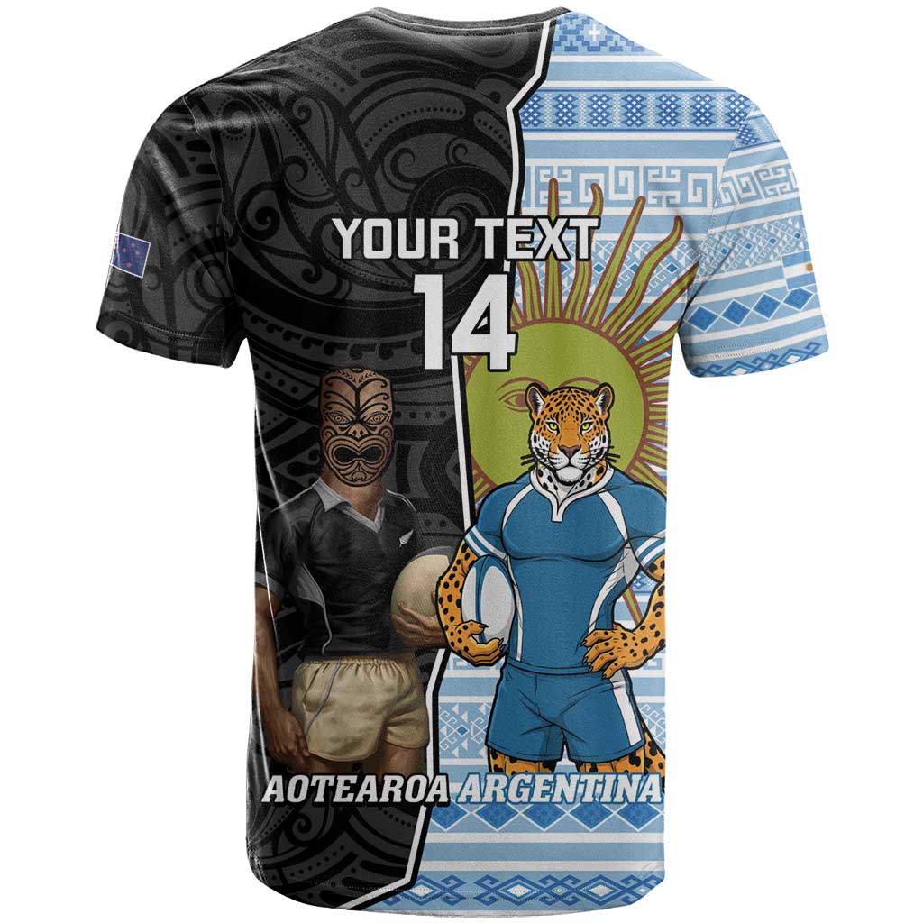New Zealand Argentina Rugby Custom T Shirt 2025 Los Pumas All Black Together LT14 - Polynesian Pride