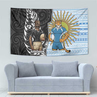 New Zealand Argentina Rugby Tapestry 2025 Los Pumas All Black Together LT14 - Polynesian Pride