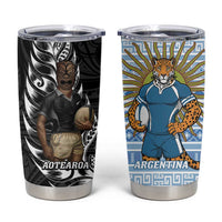 New Zealand Argentina Rugby Tumbler Cup 2025 Los Pumas All Black Together LT14 Black - Polynesian Pride