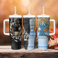 New Zealand Argentina Rugby Tumbler With Handle 2025 Los Pumas All Black Together LT14 - Polynesian Pride