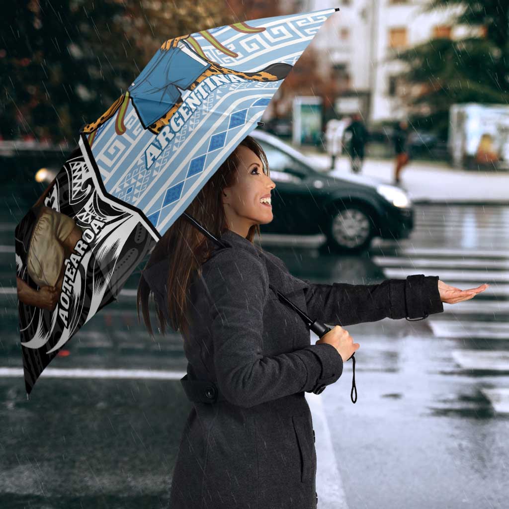 New Zealand Argentina Rugby Umbrella 2025 Los Pumas All Black Together LT14 - Polynesian Pride