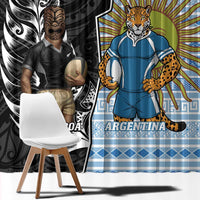 New Zealand Argentina Rugby Window Curtain 2025 Los Pumas All Black Together LT14 - Polynesian Pride