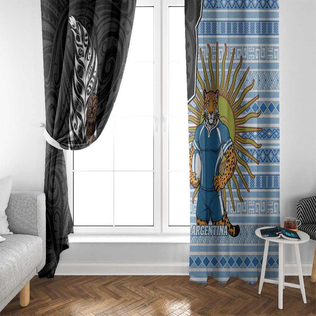 New Zealand Argentina Rugby Window Curtain 2025 Los Pumas All Black Together LT14 - Polynesian Pride