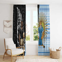 New Zealand Argentina Rugby Window Curtain 2025 Los Pumas All Black Together LT14 - Polynesian Pride