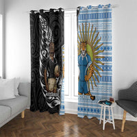 New Zealand Argentina Rugby Window Curtain 2025 Los Pumas All Black Together LT14 With Grommets Black - Polynesian Pride