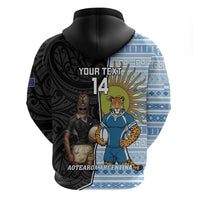 New Zealand Argentina Rugby Custom Zip Hoodie 2025 Los Pumas All Black Together LT14 - Polynesian Pride
