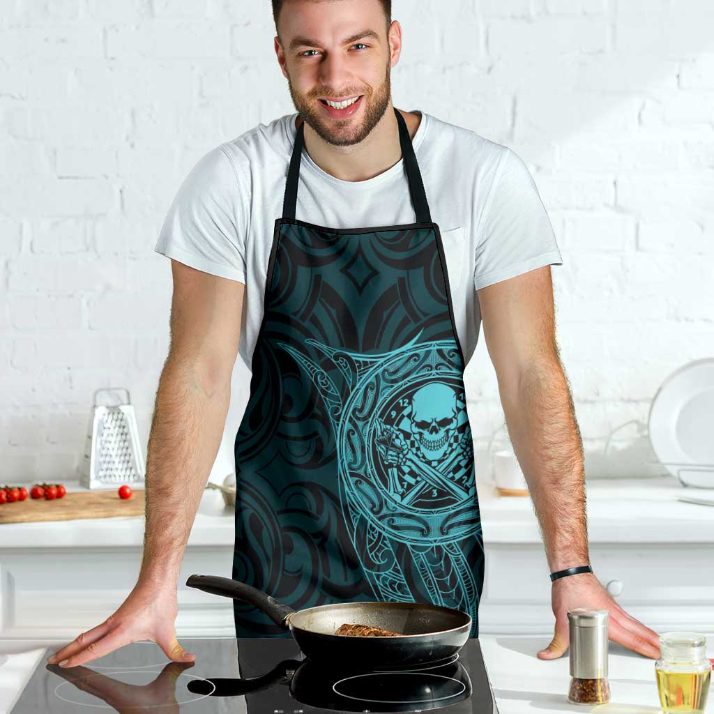 New Zealand Skull Darts Apron Aotearoa Maori Chest Tattoo Stylized Teal - Polynesian Pride