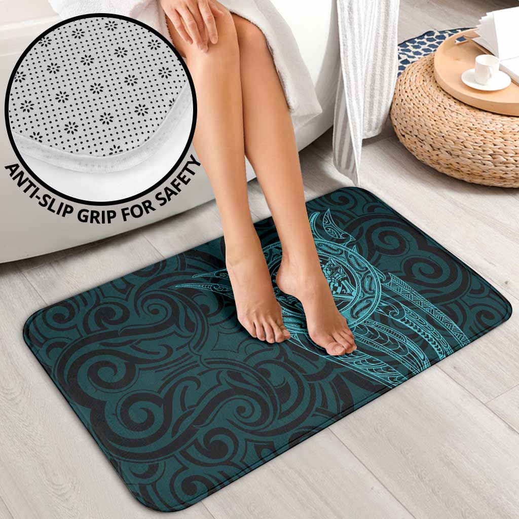 New Zealand Skull Darts Bathroom Set Aotearoa Maori Chest Tattoo Stylized Teal - Polynesian Pride
