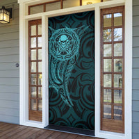 New Zealand Skull Darts Door Cover Aotearoa Maori Chest Tattoo Stylized Teal LT14 - Polynesian Pride