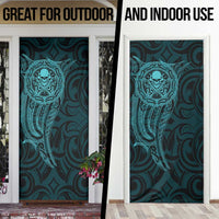 New Zealand Skull Darts Door Cover Aotearoa Maori Chest Tattoo Stylized Teal LT14 - Polynesian Pride