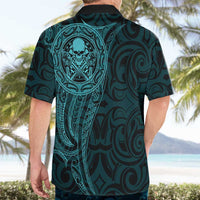 New Zealand Skull Darts Hawaiian Shirt Aotearoa Maori Chest Tattoo Stylized Teal LT14 - Polynesian Pride