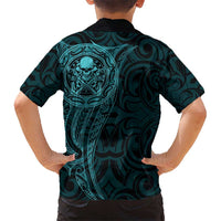 New Zealand Skull Darts Hawaiian Shirt Aotearoa Maori Chest Tattoo Stylized Teal LT14 - Polynesian Pride