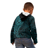 New Zealand Skull Darts Kid Hoodie Aotearoa Maori Chest Tattoo Stylized Teal LT14 - Polynesian Pride