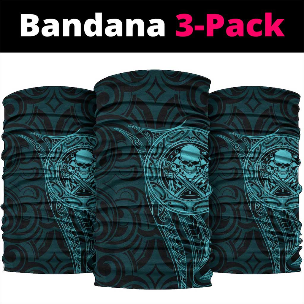 New Zealand Skull Darts Neck Gaiter Aotearoa Maori Chest Tattoo Stylized Teal - Polynesian Pride