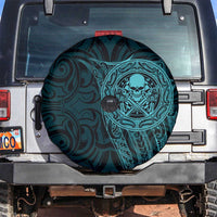 New Zealand Skull Darts Spare Tire Cover Aotearoa Maori Chest Tattoo Stylized Teal LT14 Teal - Polynesian Pride