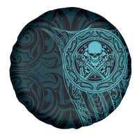 New Zealand Skull Darts Spare Tire Cover Aotearoa Maori Chest Tattoo Stylized Teal LT14 - Polynesian Pride