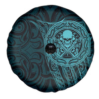 New Zealand Skull Darts Spare Tire Cover Aotearoa Maori Chest Tattoo Stylized Teal LT14 - Polynesian Pride