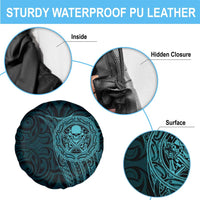 New Zealand Skull Darts Spare Tire Cover Aotearoa Maori Chest Tattoo Stylized Teal LT14 - Polynesian Pride