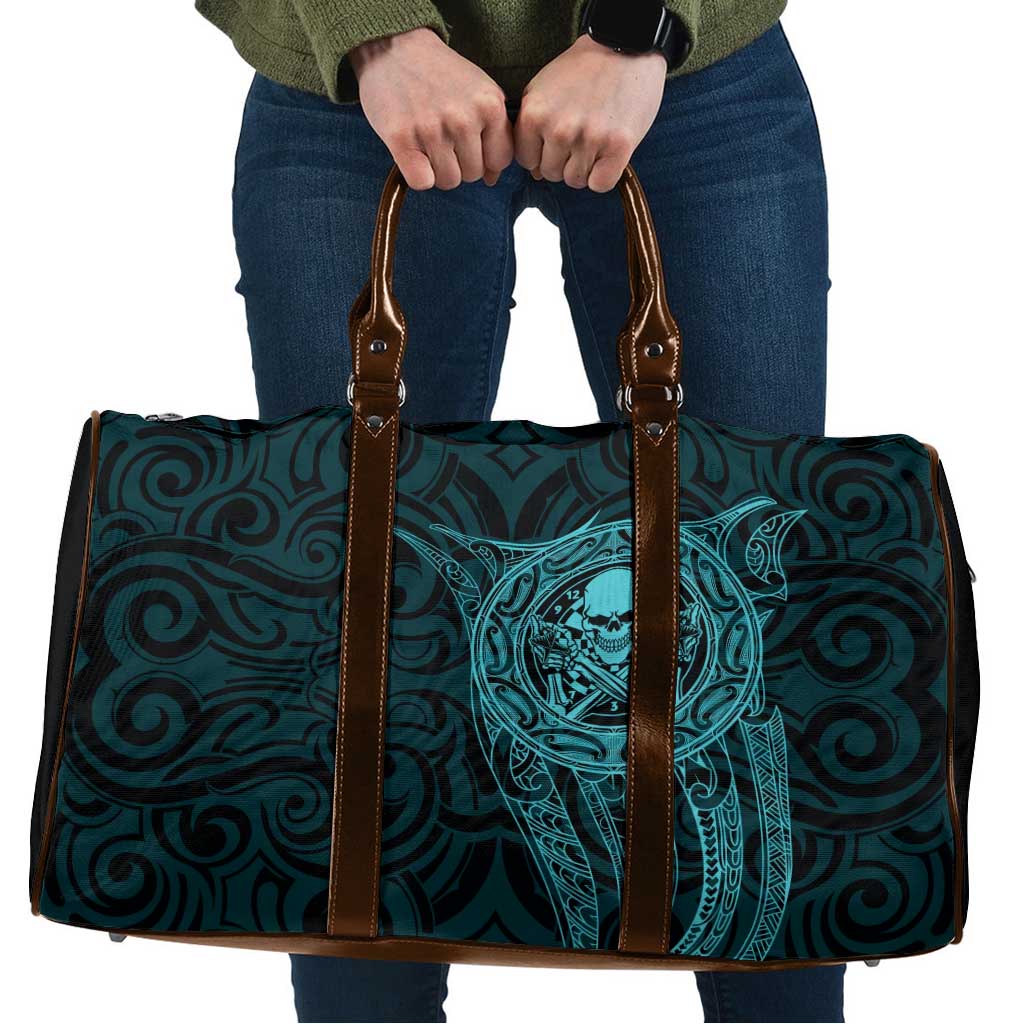 New Zealand Skull Darts Travel Bag Aotearoa Maori Chest Tattoo Stylized Teal LT14 Teal - Polynesian Pride
