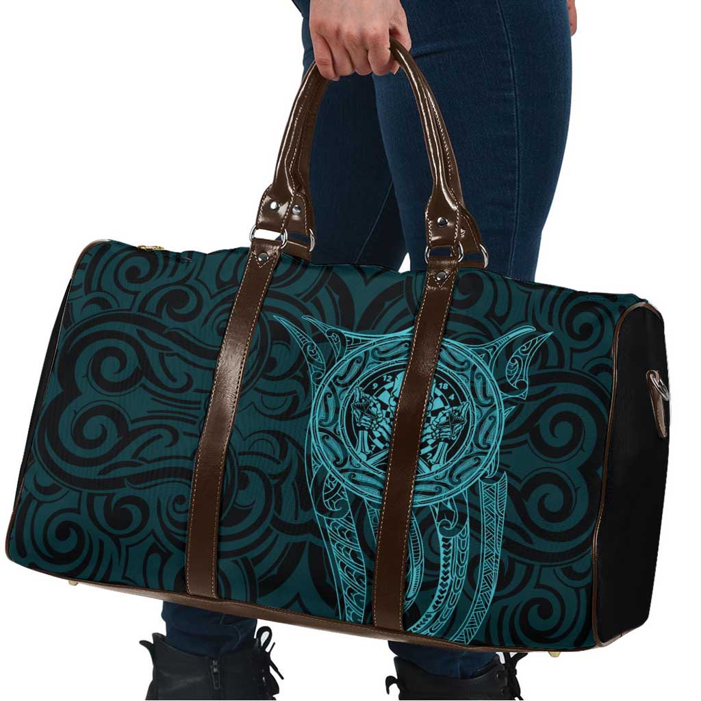 New Zealand Skull Darts Travel Bag Aotearoa Maori Chest Tattoo Stylized Teal LT14 - Polynesian Pride