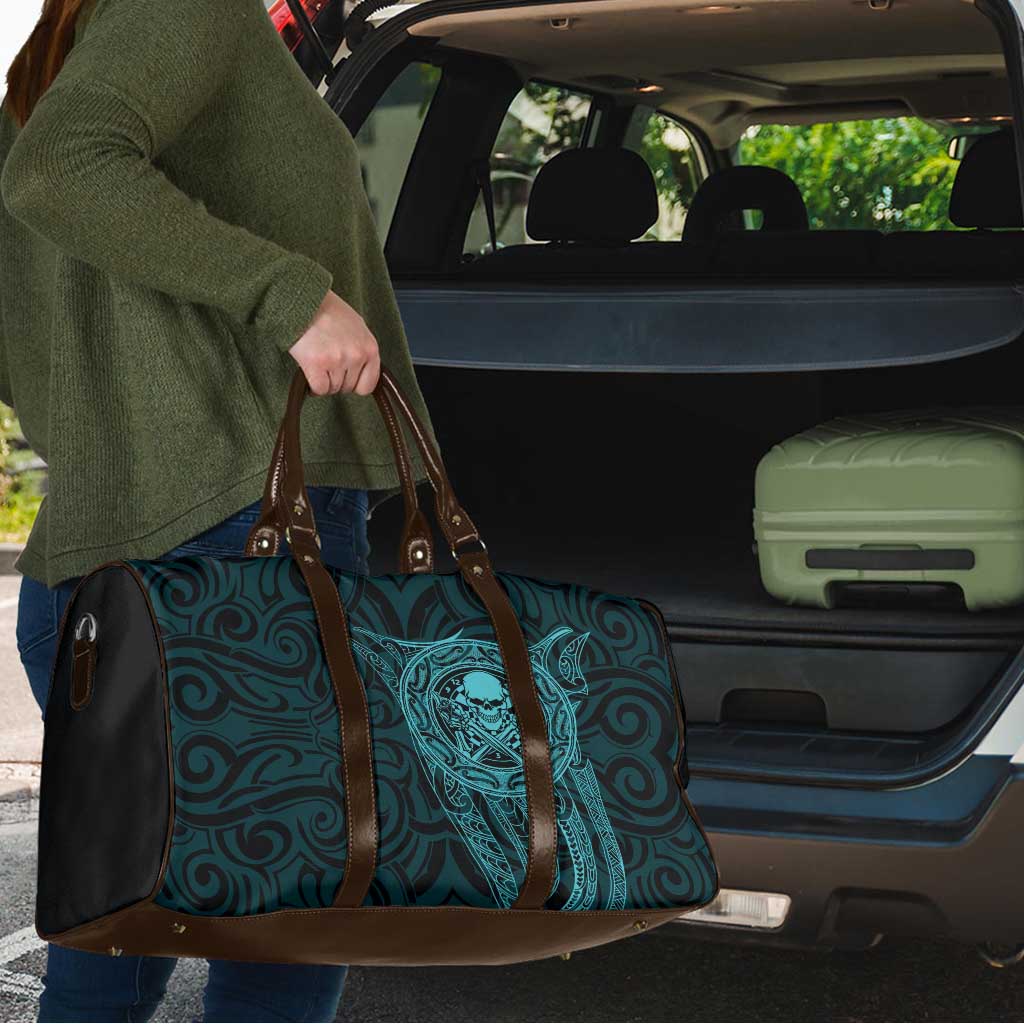New Zealand Skull Darts Travel Bag Aotearoa Maori Chest Tattoo Stylized Teal LT14 - Polynesian Pride