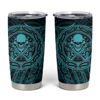 New Zealand Skull Darts Tumbler Cup Aotearoa Maori Chest Tattoo Stylized Teal LT14 Teal - Polynesian Pride