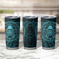 New Zealand Skull Darts Tumbler Cup Aotearoa Maori Chest Tattoo Stylized Teal LT14 - Polynesian Pride