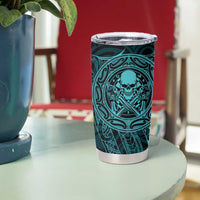 New Zealand Skull Darts Tumbler Cup Aotearoa Maori Chest Tattoo Stylized Teal LT14 - Polynesian Pride